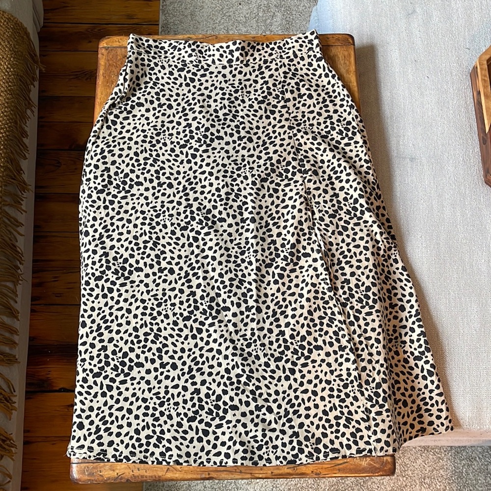 Leopard/Dalmatian Midi Skirt with Slit